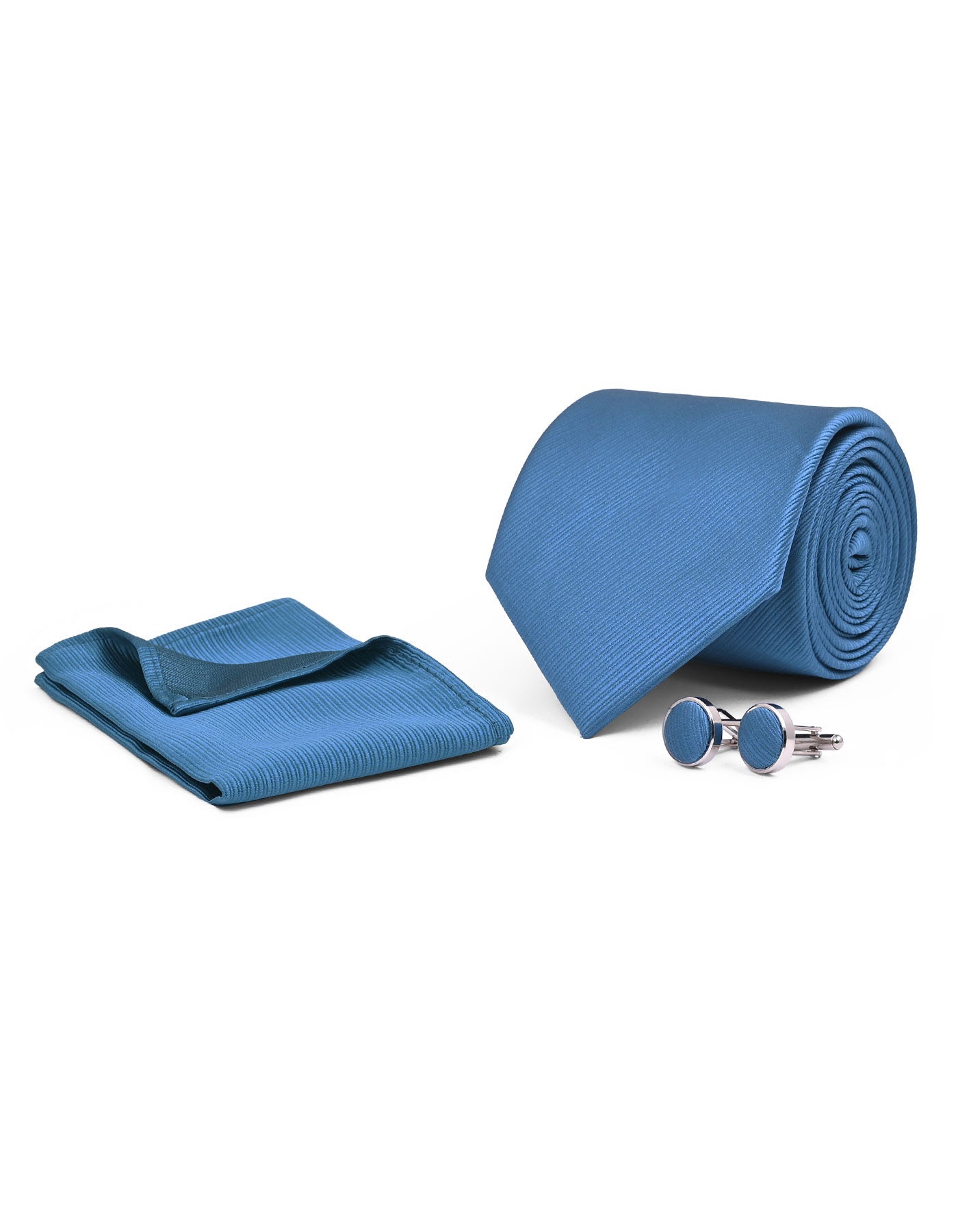 D Teal Plain Cufflink Tie Set