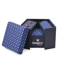 Navy Texture Cufflink Tie Set