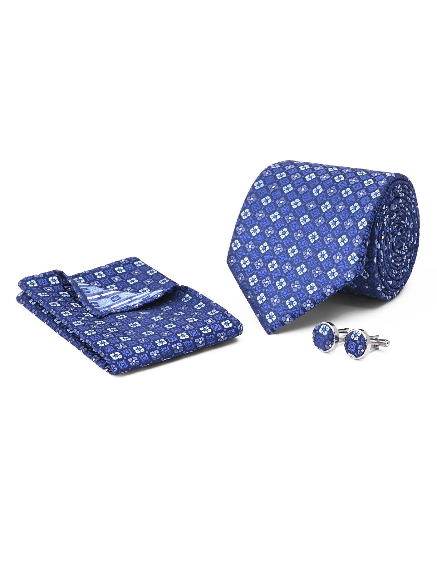 Navy Texture Cufflink Tie Set