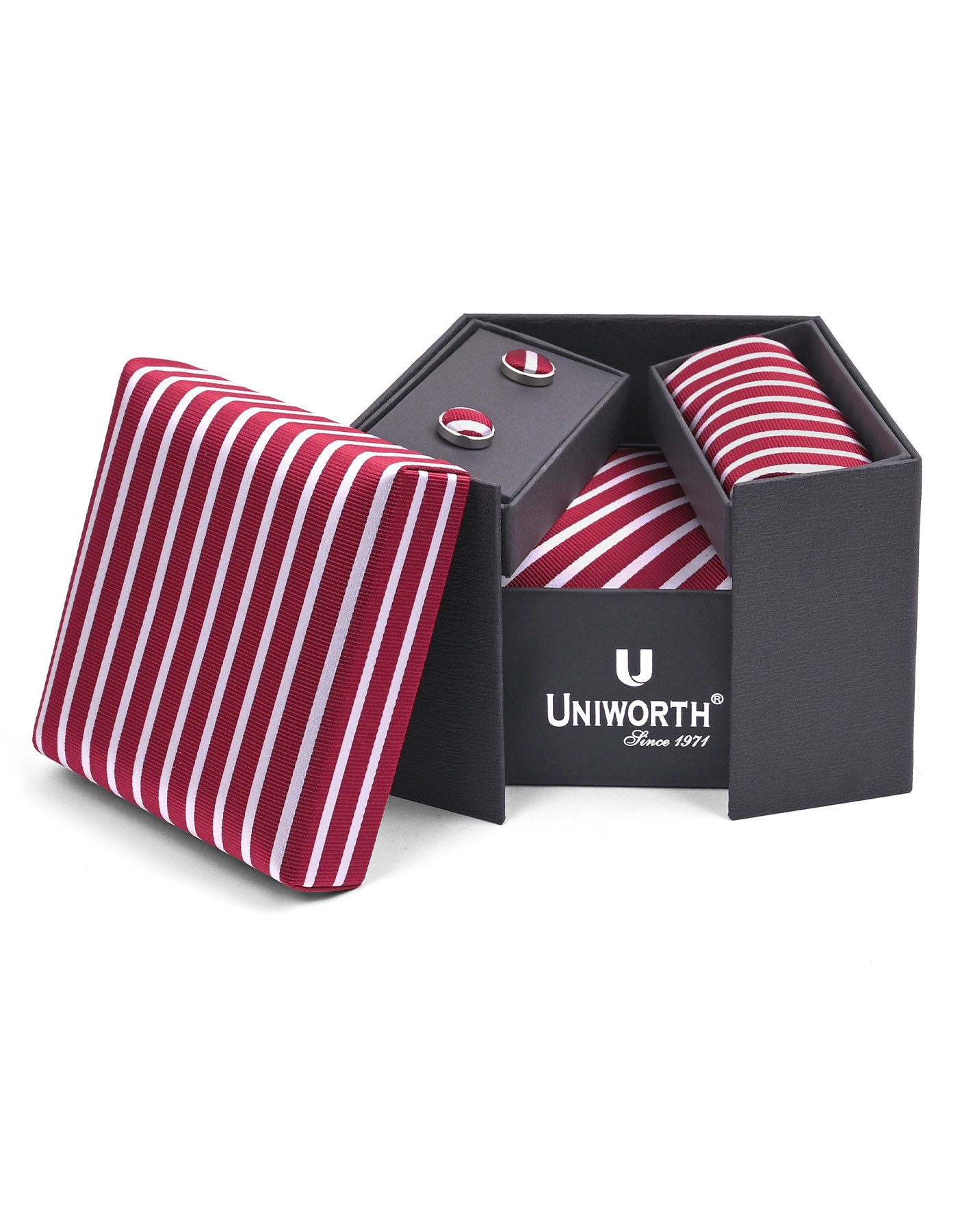 Red Stripe Cufflink Tie Set