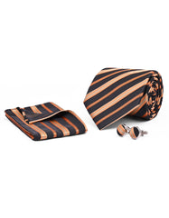 Black Stripe Cufflink Tie Set