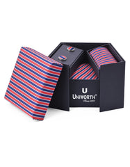 Navy Stripe Cufflink Tie Set