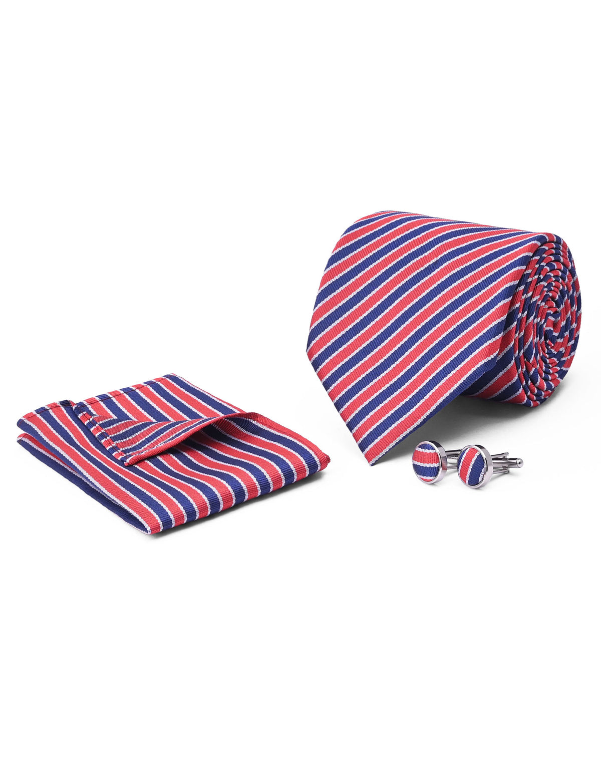 Navy Stripe Cufflink Tie Set