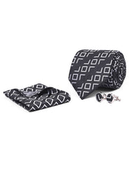 Black Texture Cufflink Tie Set