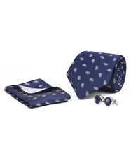 Navy Paisley Cufflink Tie Set