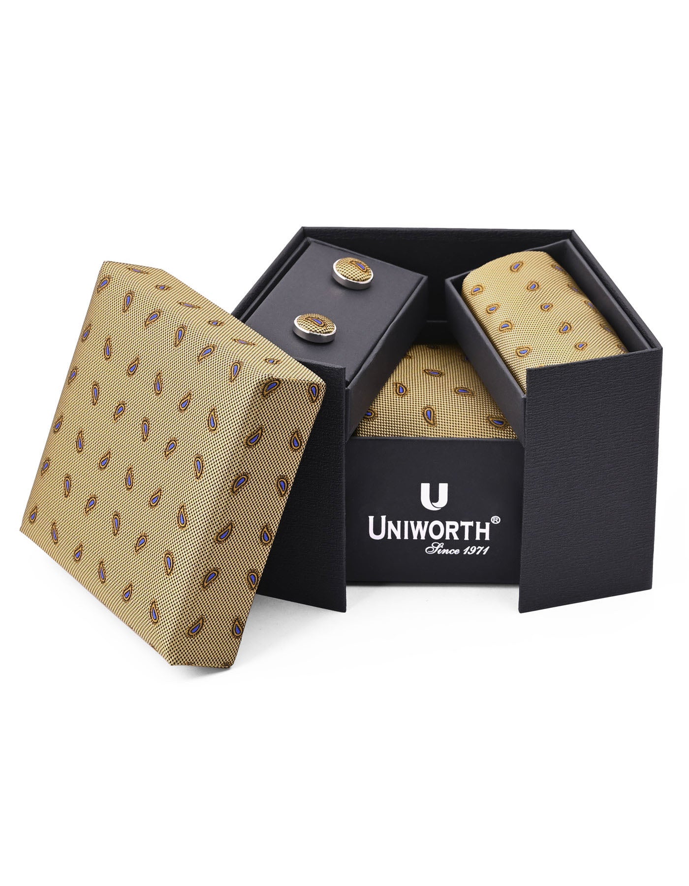 Golden Paisley Cufflink Tie Set