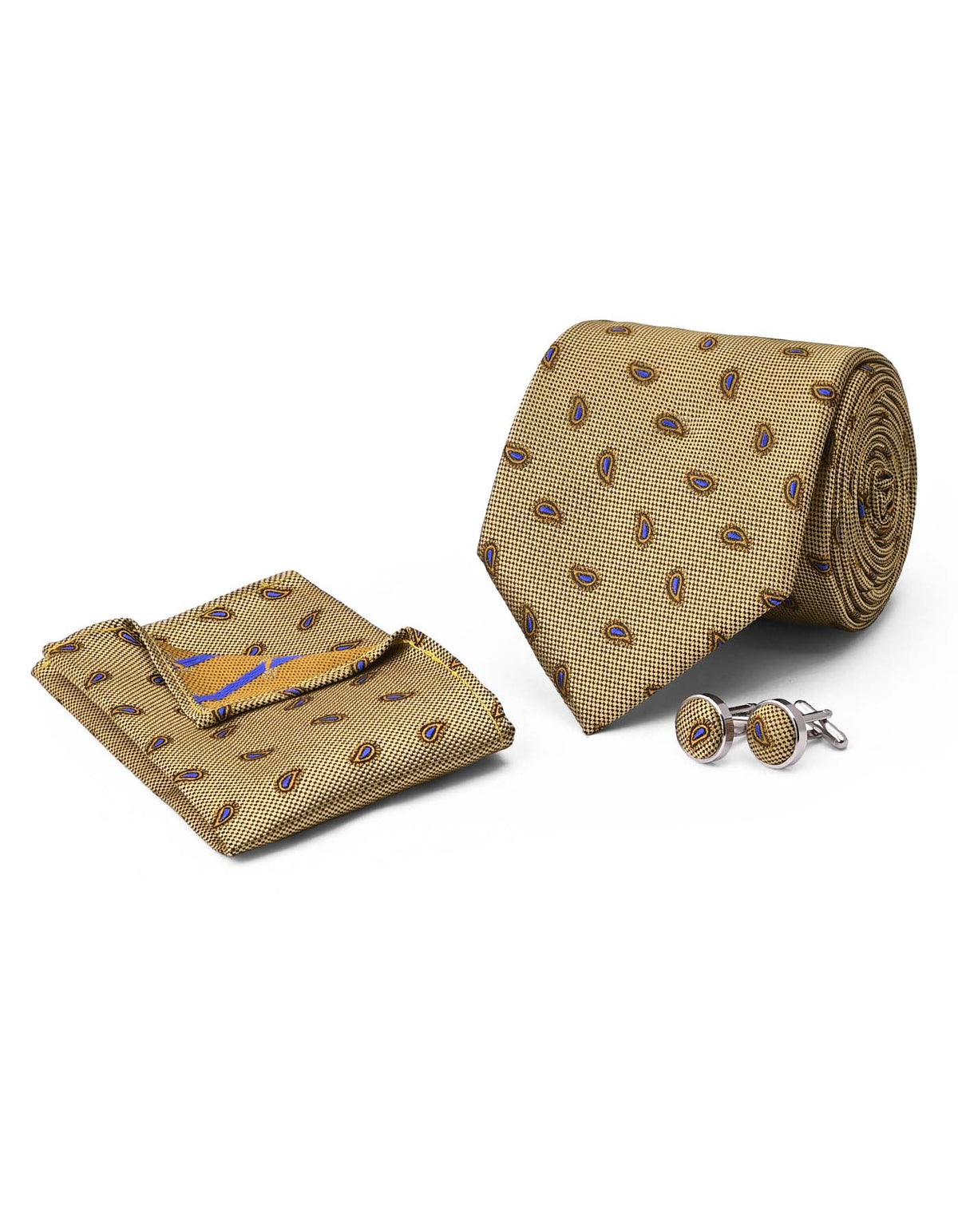 Golden Paisley Cufflink Tie Set