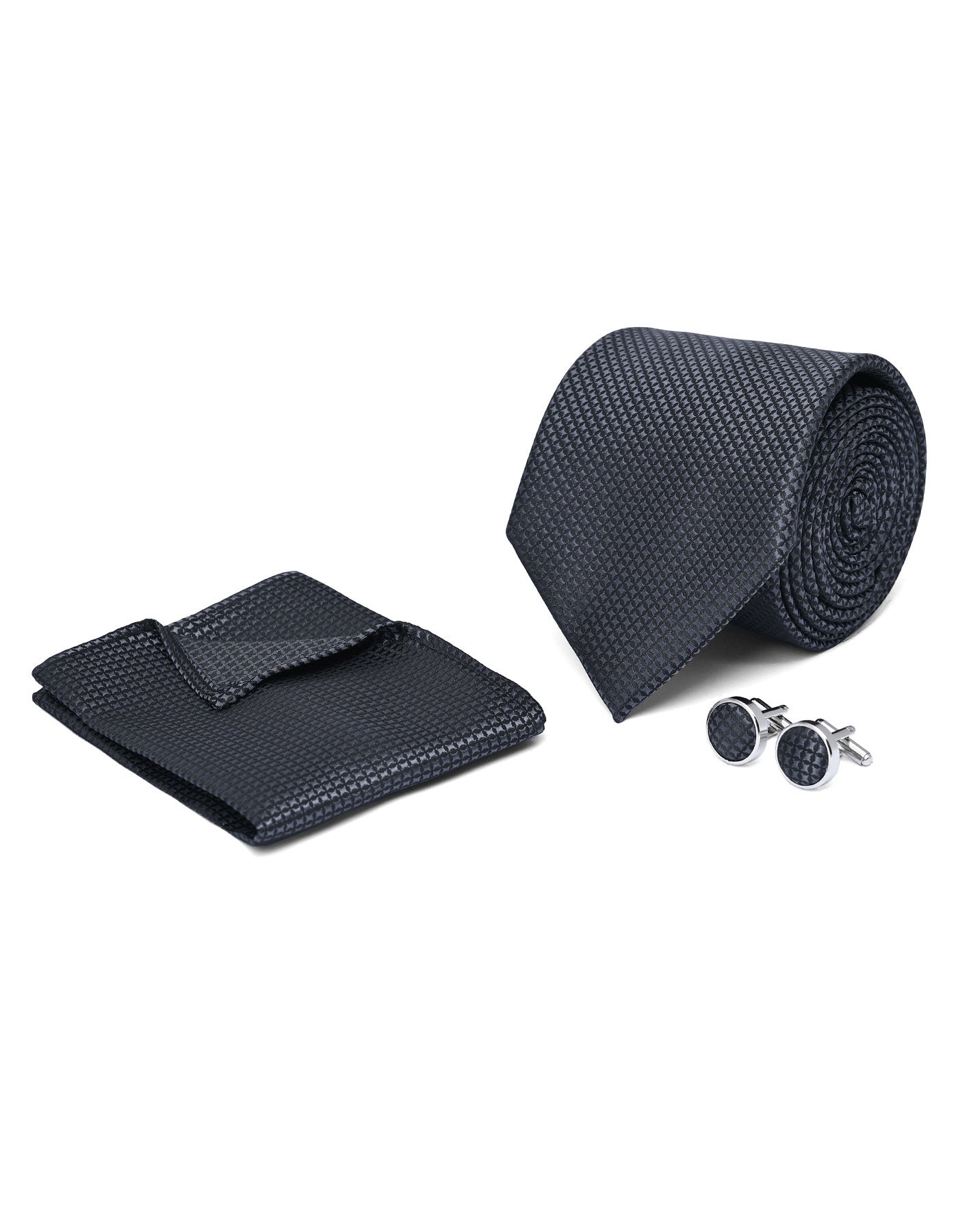 Black Geometric Cufflink Tie Set
