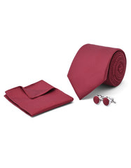 Maroon Geometric Cufflink Tie Set