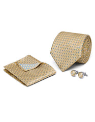 Beige Dotted Cufflink Tie Set