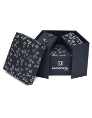 Black Floral Cufflink Tie Set