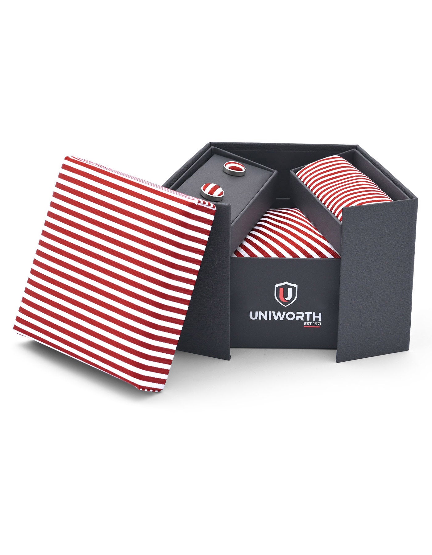 Red Stripe Cufflink Tie Set