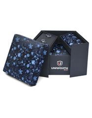 Blue Floral Cufflink Tie Set