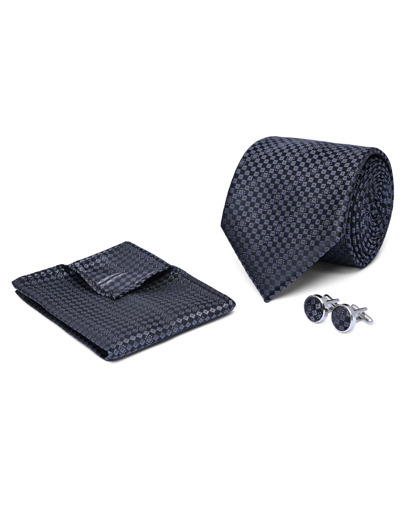 Black Check Cufflink Tie Set
