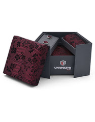 Red Floral Cufflink Tie Set