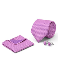 Pink Dotted Cufflink Tie Set