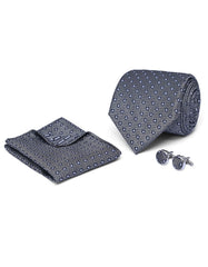 Grey Dotted Cufflink Tie Set