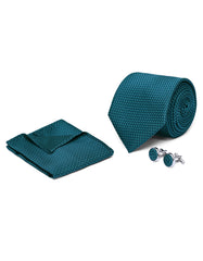 Teal Textured Cufflink Tie Set