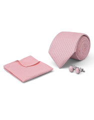Pink Geometric Cufflink Tie Set