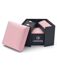Pink Geometric Cufflink Tie Set