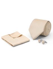 Yellow Textured Cufflink Tie Set