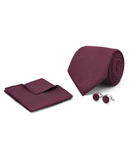 Maroon Stripe Cufflink Tie Set