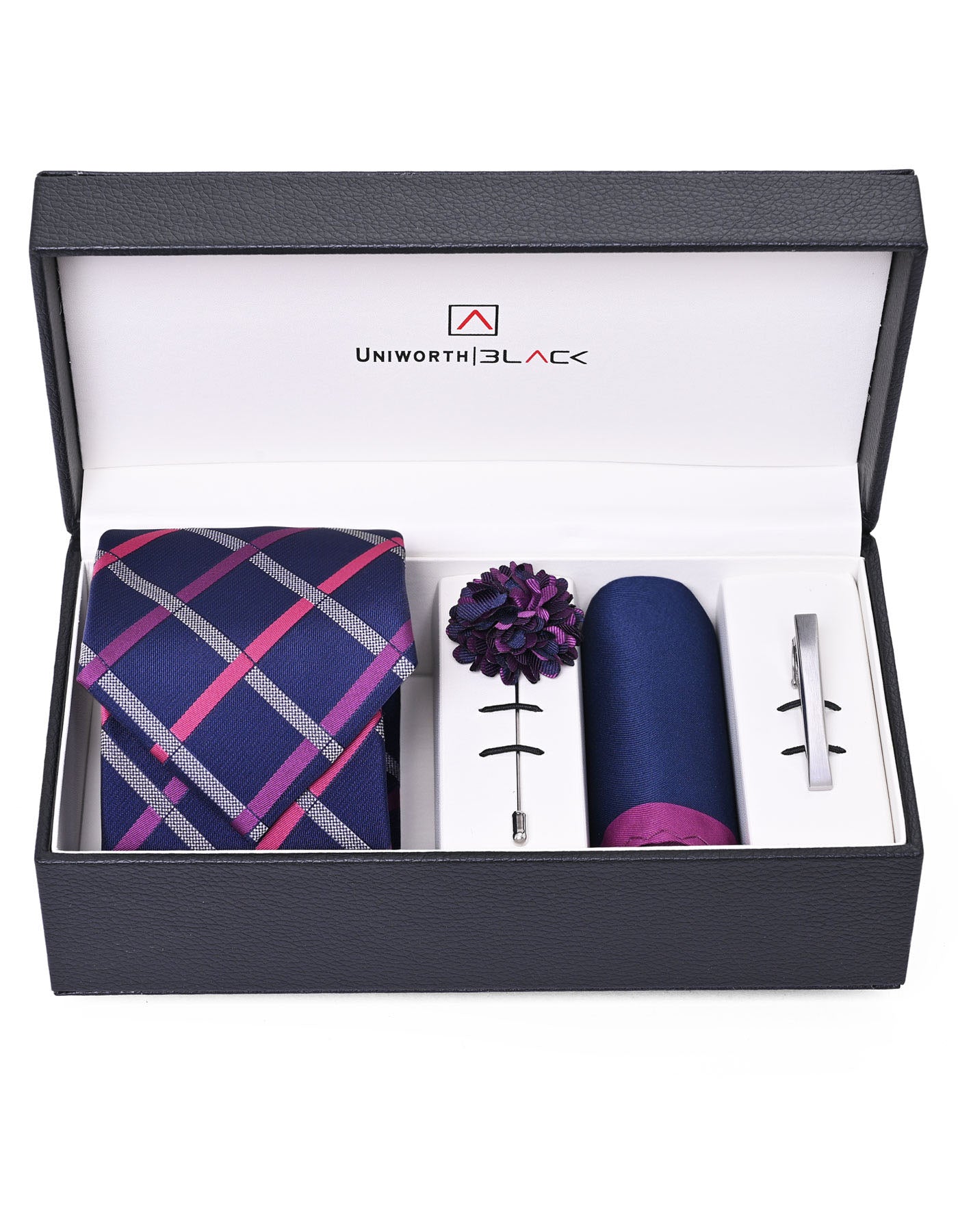 Navy/Purple Argyle Men Accessories Box