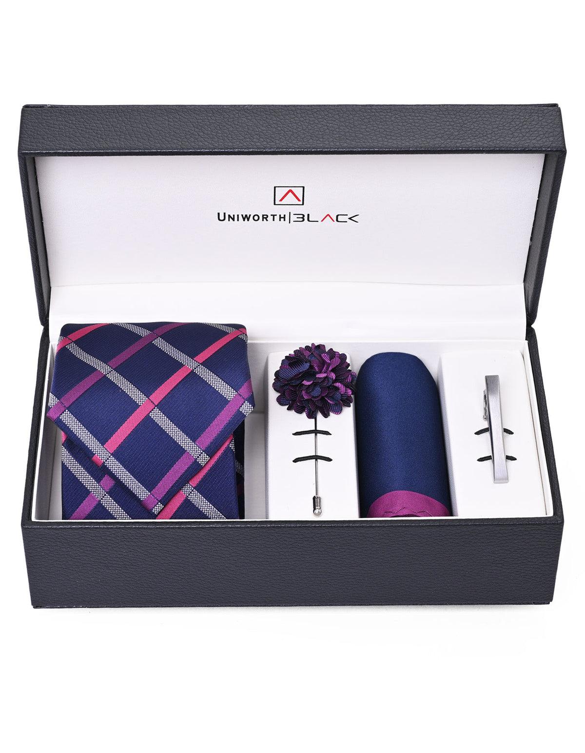 Navy/Purple Argyle Men Accessories Box