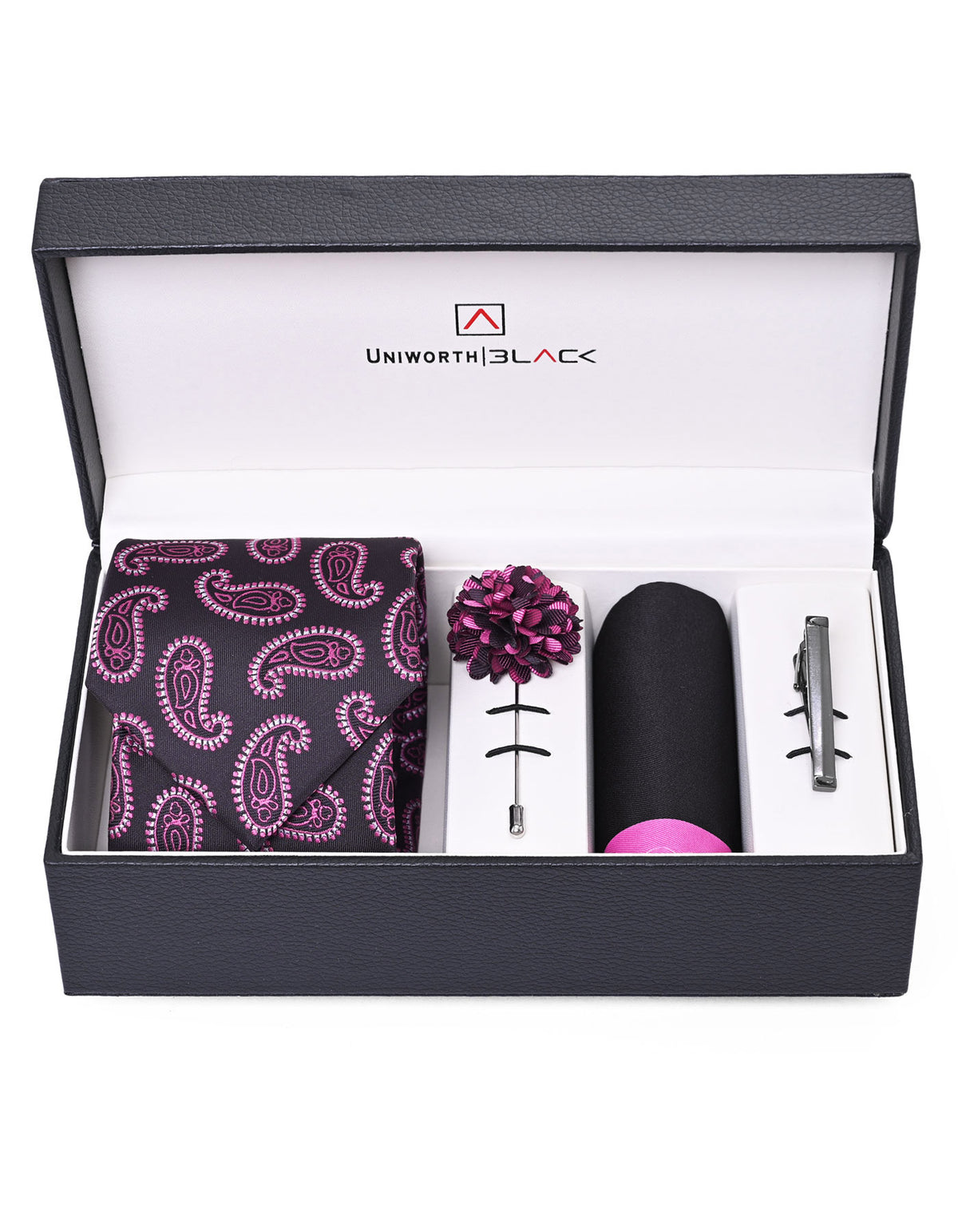 Black/Pink Paisley Men Accessories Box