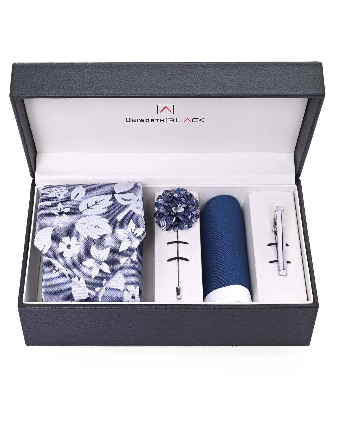 White/L Blue Floral Men Accessories Box