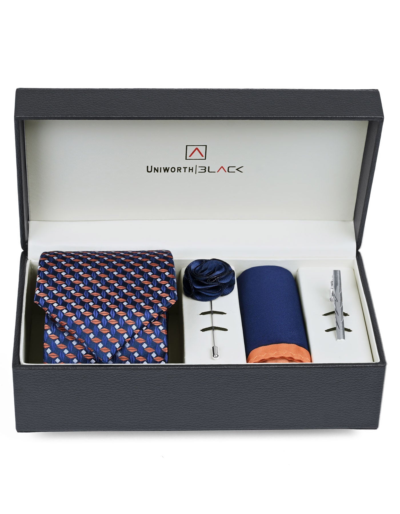 Navy Geometric Men Accessories Box