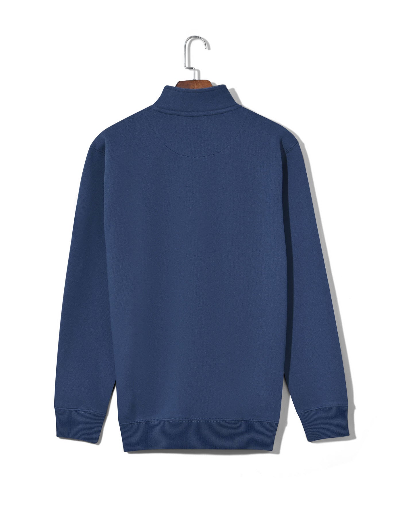 M Blue Plain Half Zipper