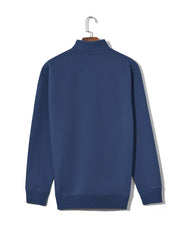 M Blue Plain Half Zipper