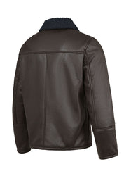 Chocolate Shearling Collar Aviator Jacket