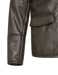 Chocolate Shearling Collar Aviator Jacket