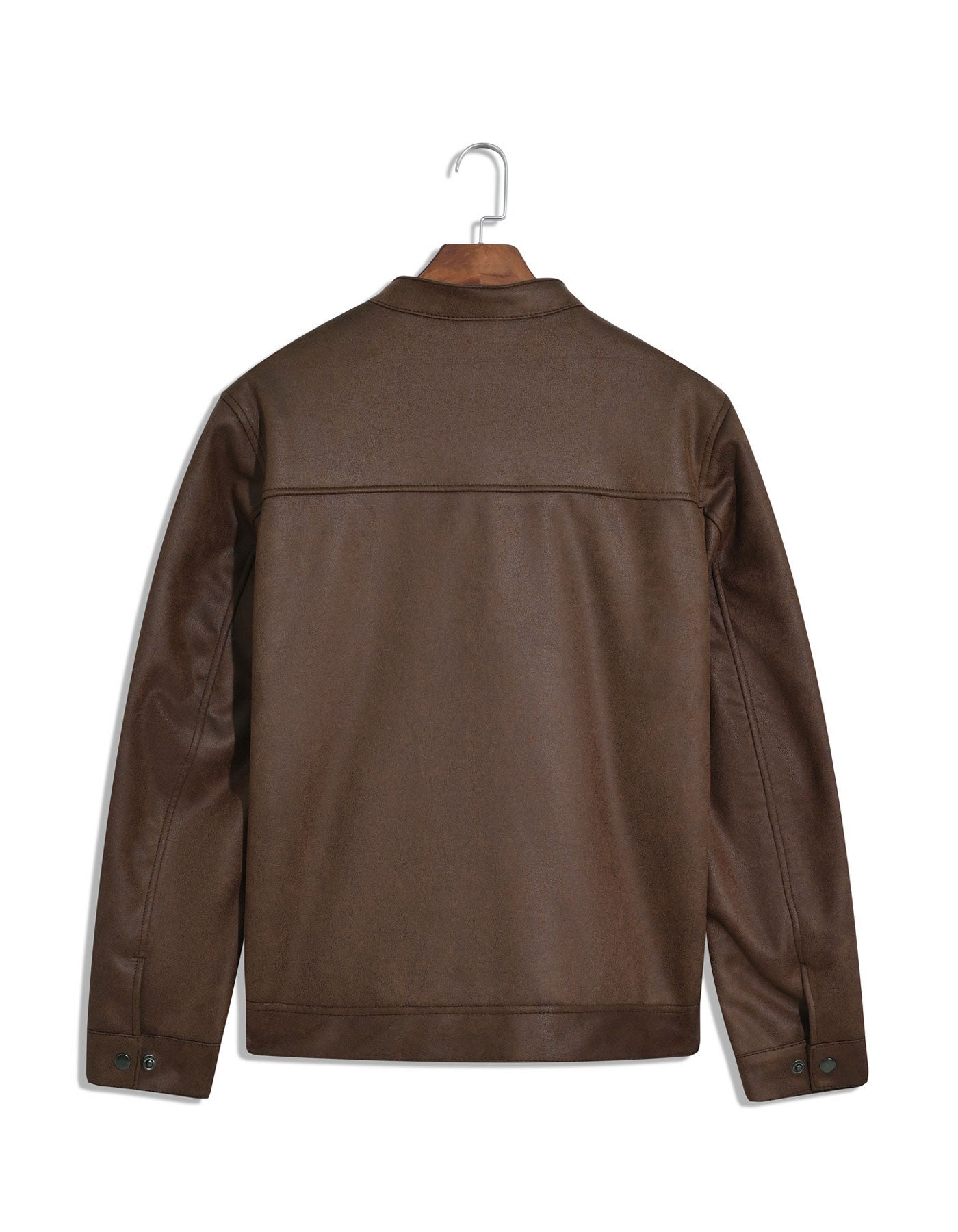 Brown Plain Suede Biker Jacket
