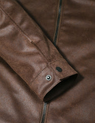 Brown Plain Suede Biker Jacket