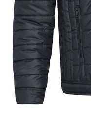Black Plain Mock Neck Puffer Jacket