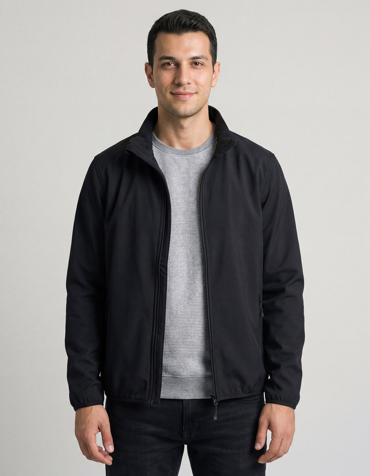 Black Plain Windbreaker Jacket