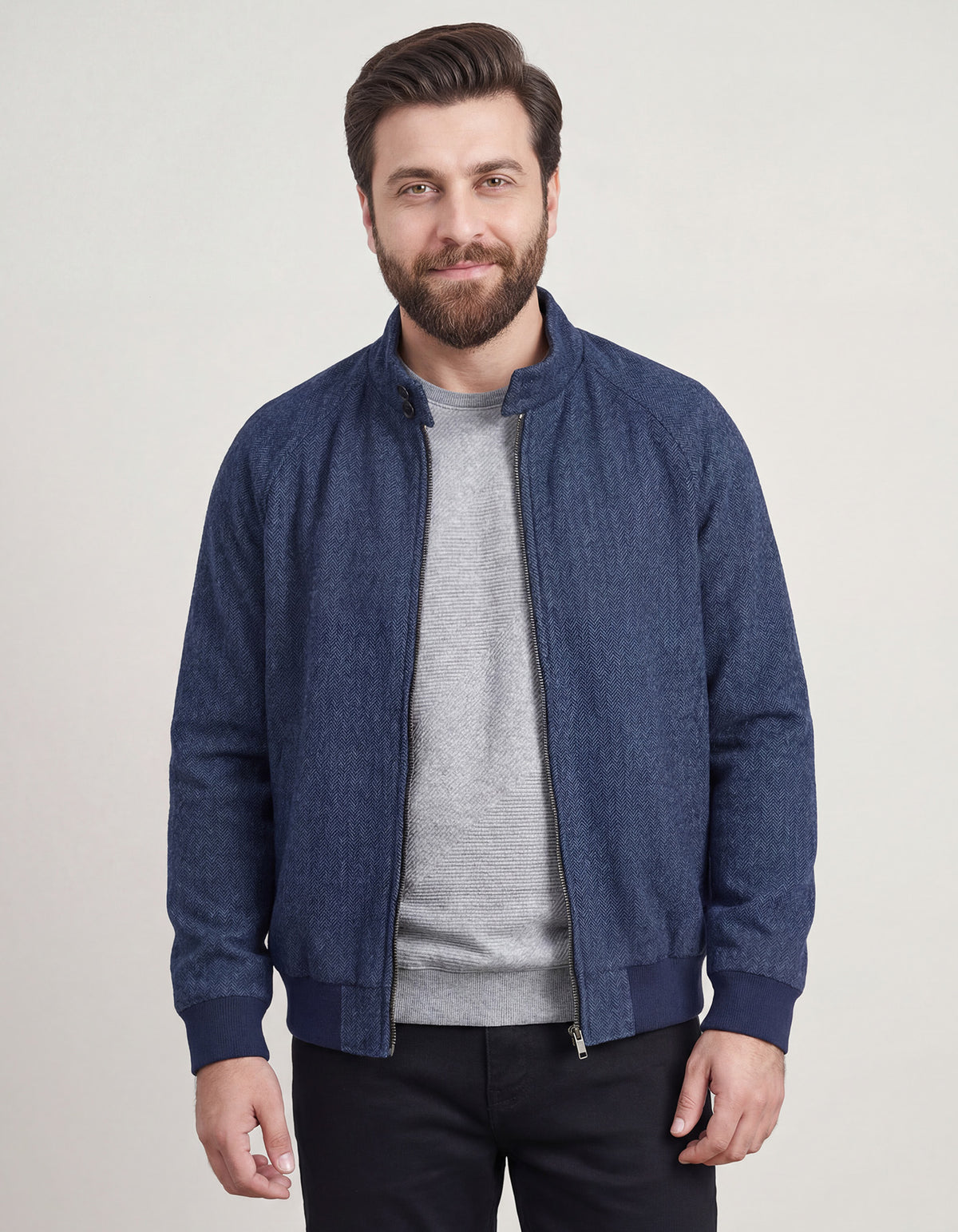 Blue Plain Wool Jacket