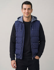 Navy Plain Hooded Gilet Jacket