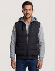 Black Plain Hooded Gilet Jacket