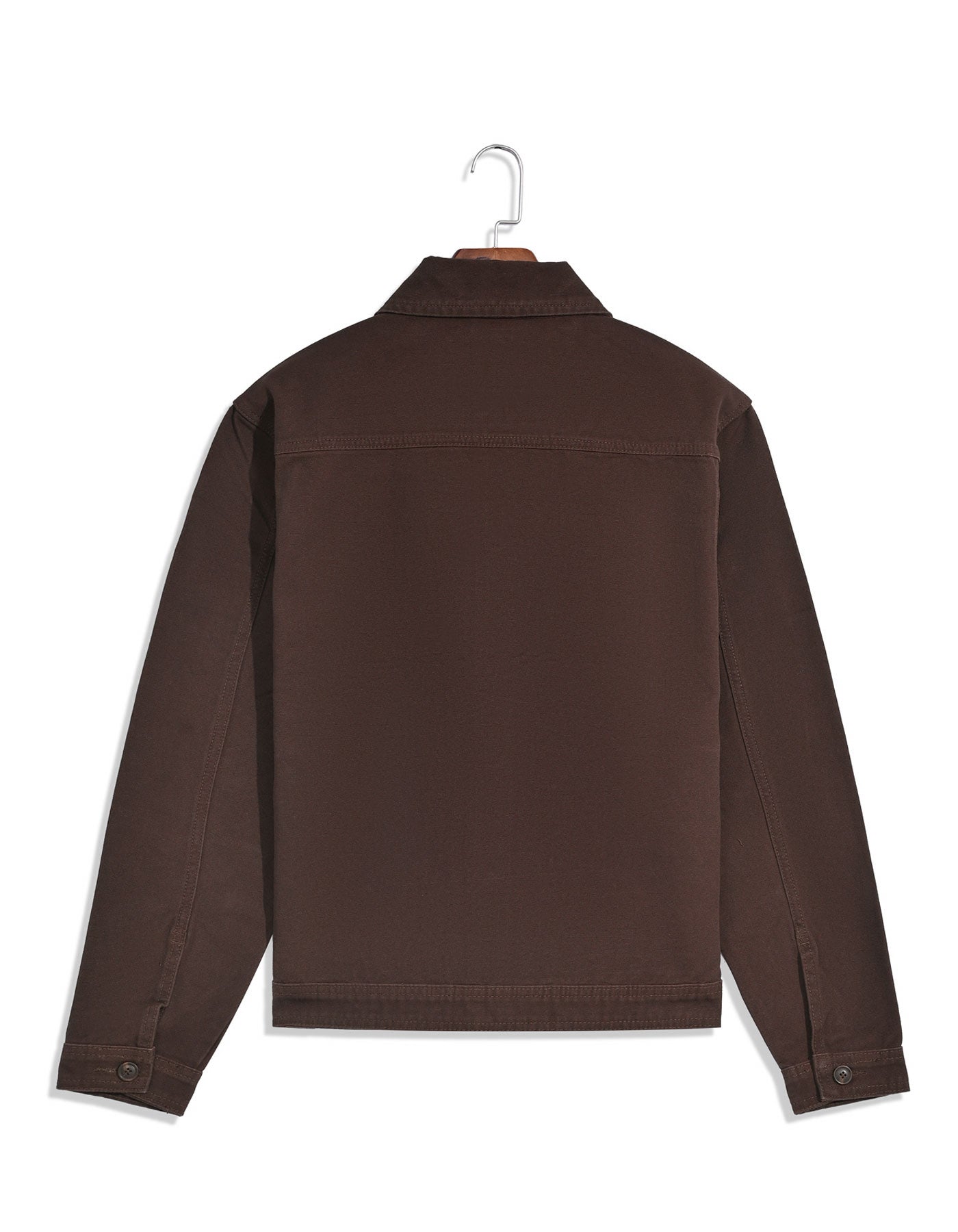 Brown Plain Button-Up Chore Jacket