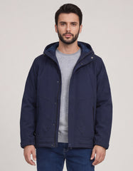 Navy Plain Hooded Puffer Jacket
