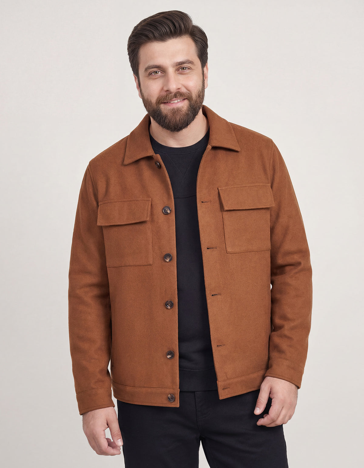 Camel Plain Wool Jacket