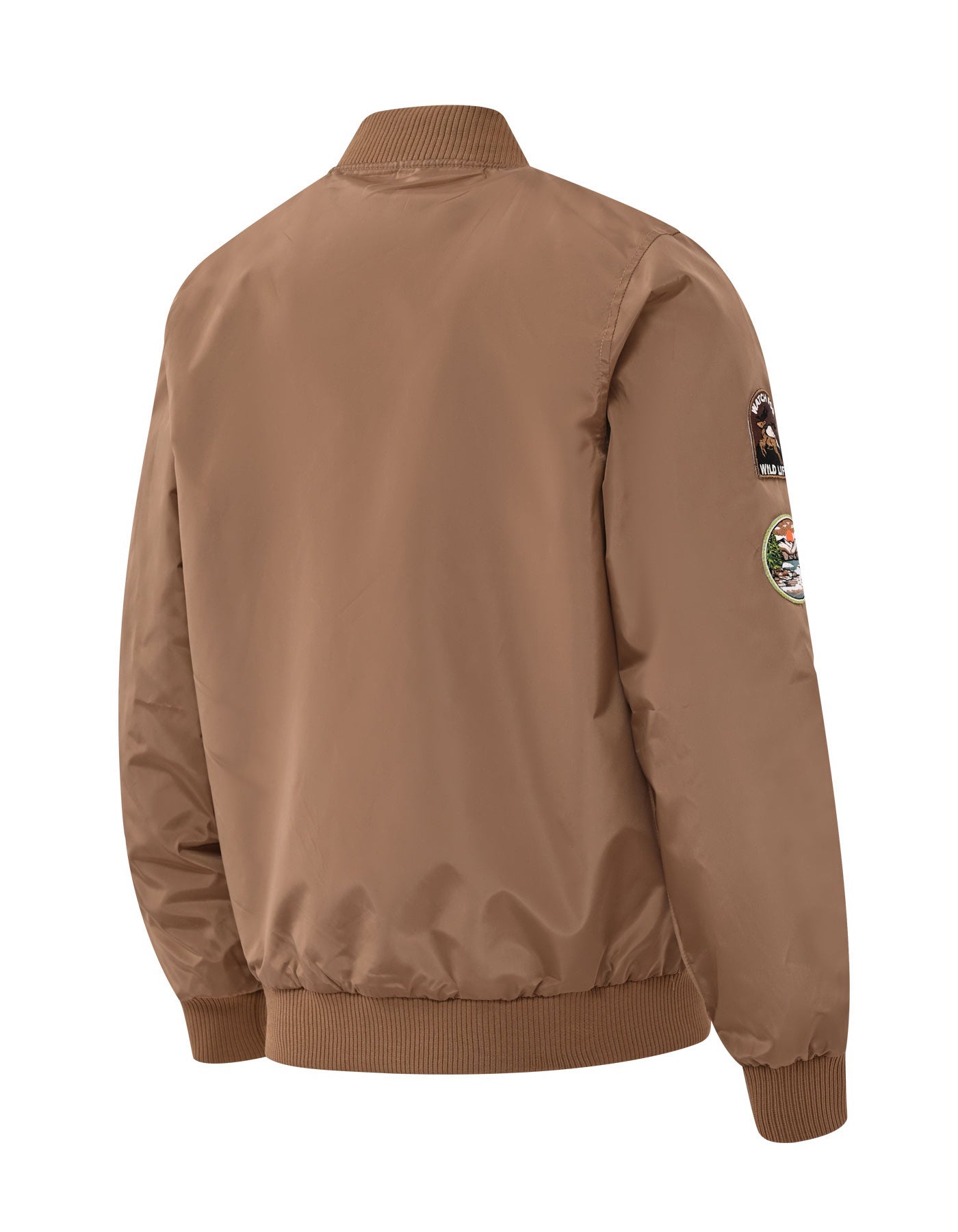 Dark Brown Patch Detail Bomber Jacket