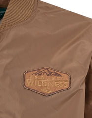 Dark Brown Patch Detail Bomber Jacket
