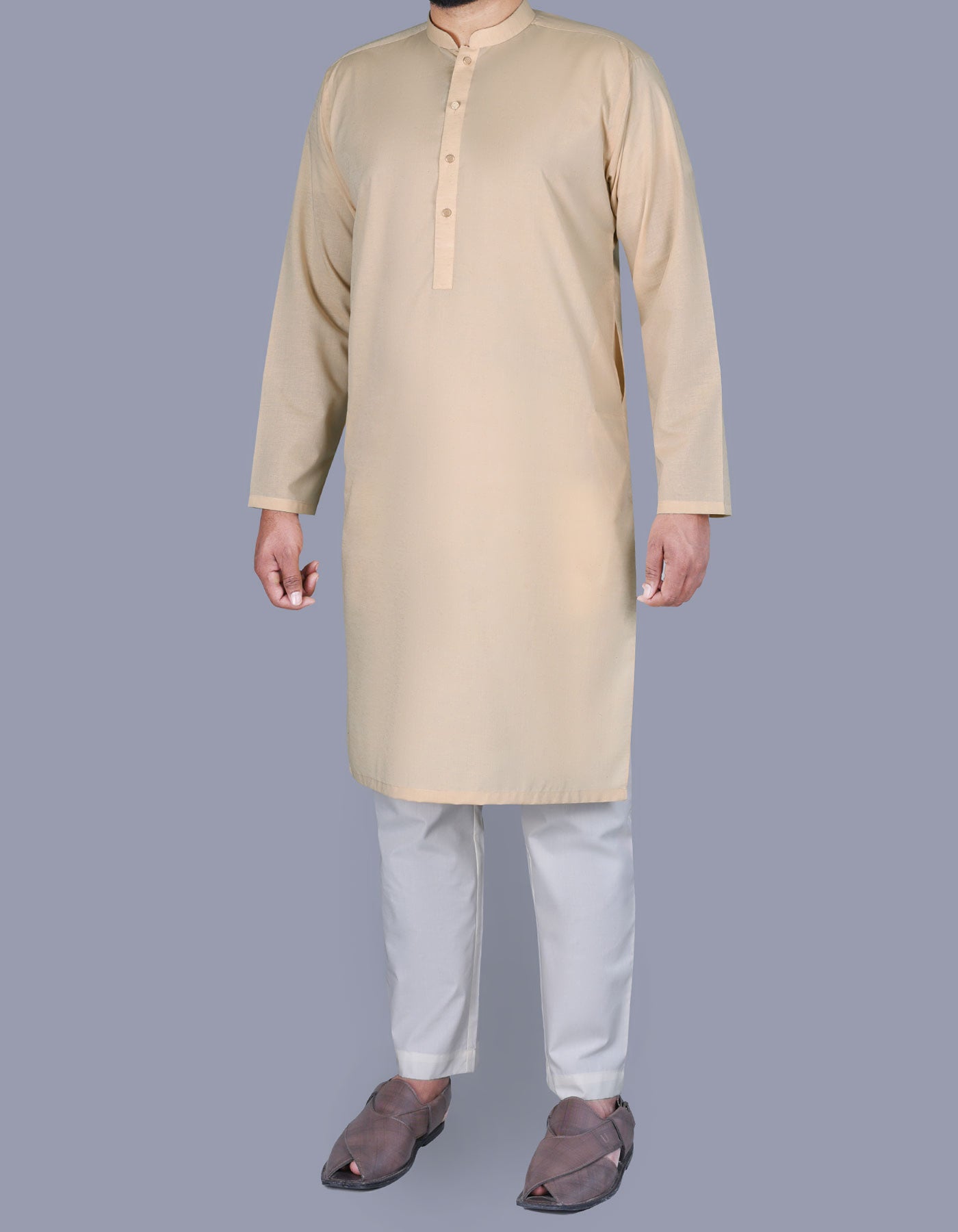 Beige Plain Kurta K2300-3-M