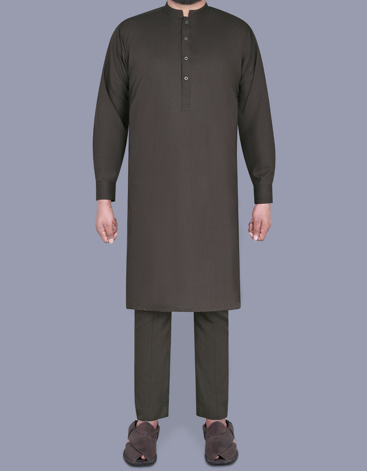 M Brown Texture Kurta Pajama KP2401-1-XS