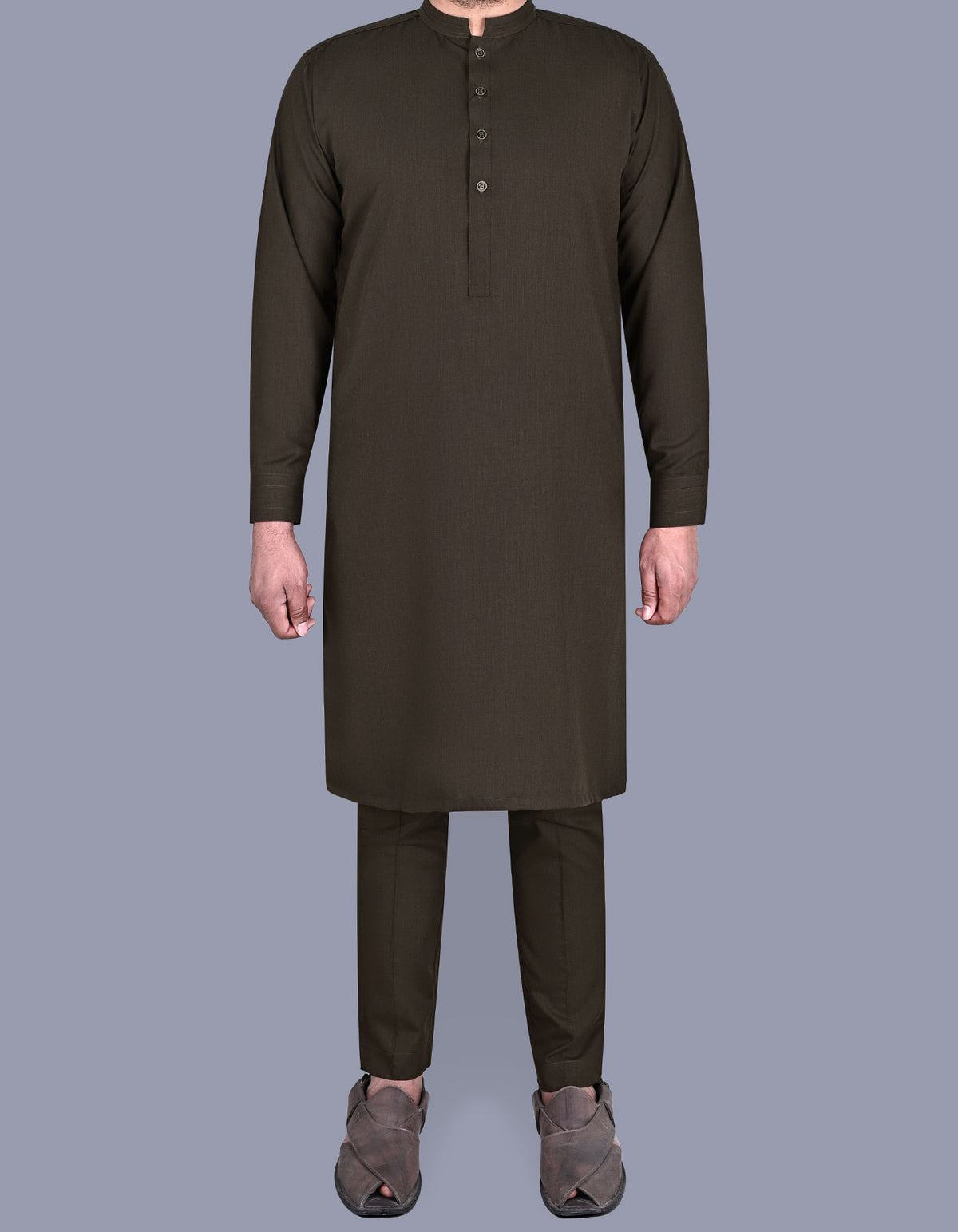D Brown Texture Kurta Pajama KP2401-3-XS